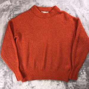 Everlane Sweater Womens XS Alpaca Wool Orange Pullover Knit Sweatshirt Crop